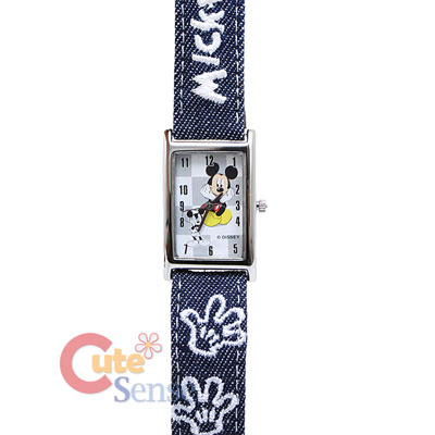 Disney Mickey Mouse Square Face Demin Wrist Watch